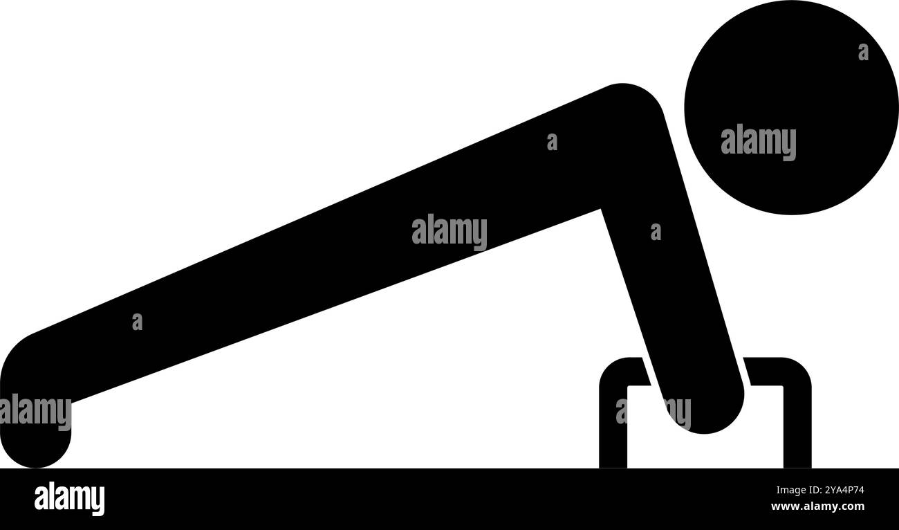 Les personnes qui font du push up à l'aide de l'icône Silhouette de barre de push up. Vecteur modifiable. Illustration de Vecteur