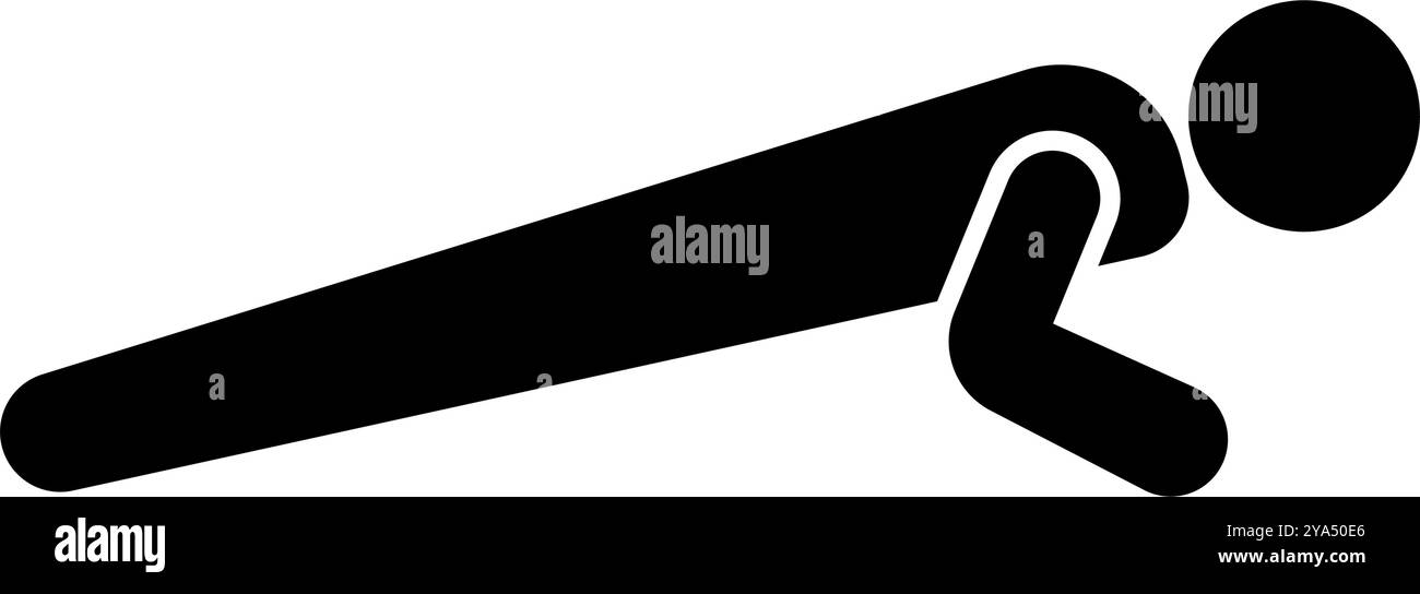 Icône de silhouette push-up. Entraînement musculaire. Vecteur modifiable. Illustration de Vecteur