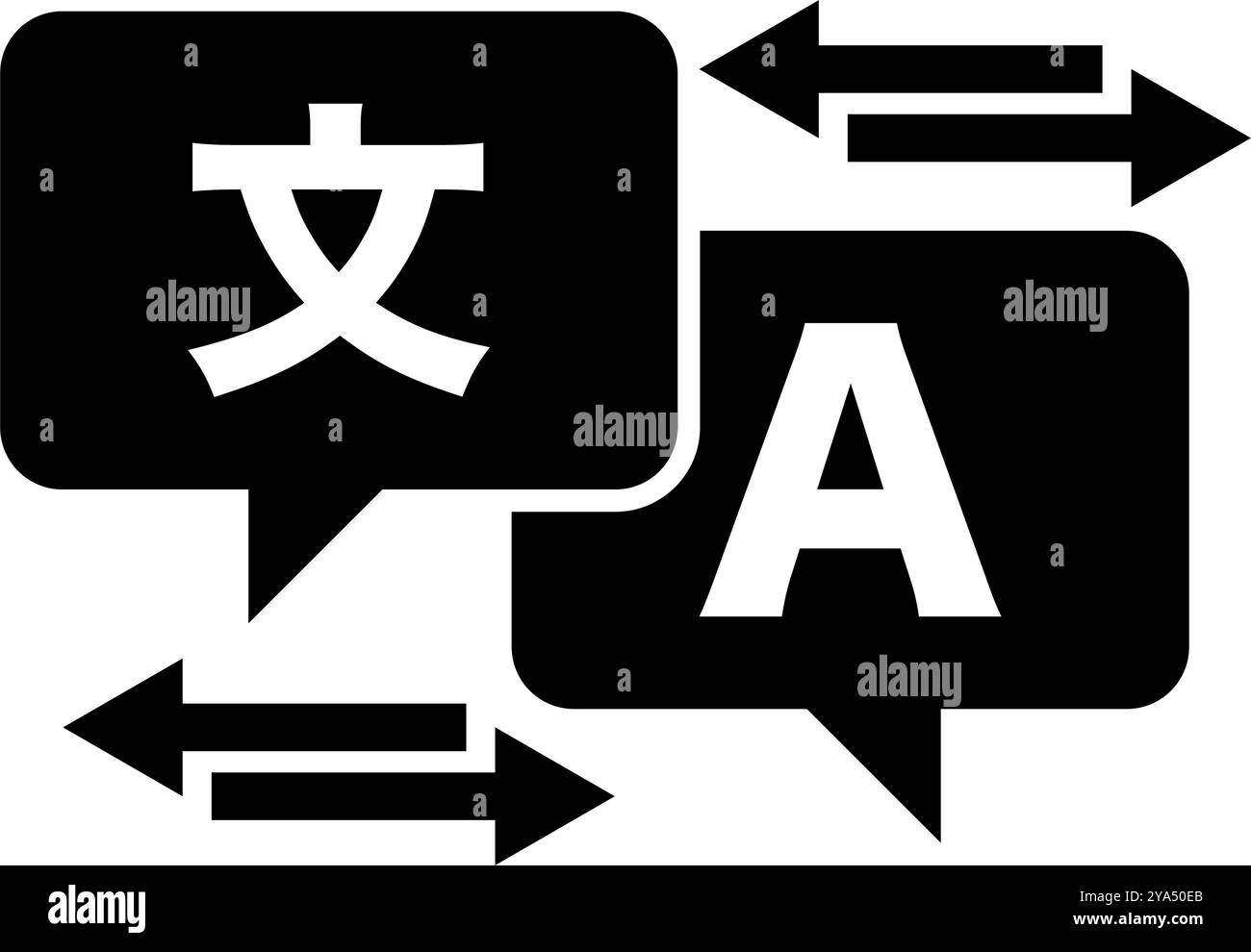 Icône de silhouette de traduction de langue. Vecteur modifiable. Illustration de Vecteur