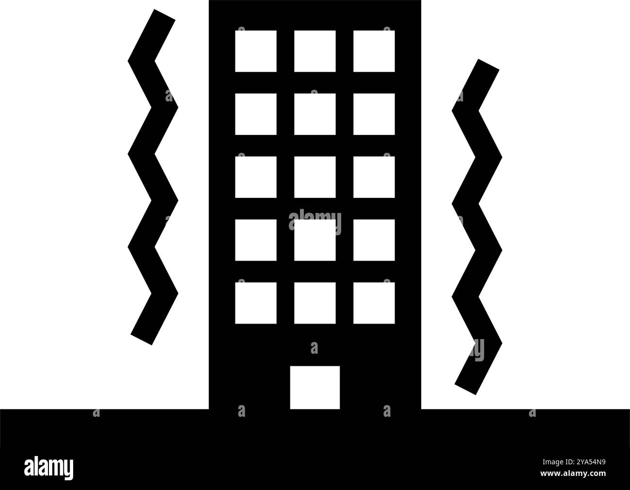 Tremblement de terre et silhouette de bâtiment. Vecteur modifiable. Illustration de Vecteur