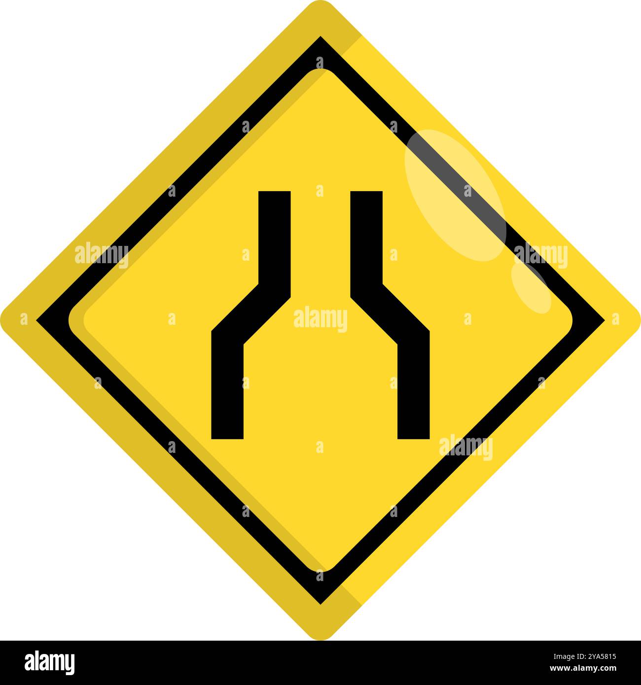 Panneau de rétrécissement de route japonaise de conception plate. Vecteur modifiable. Illustration de Vecteur