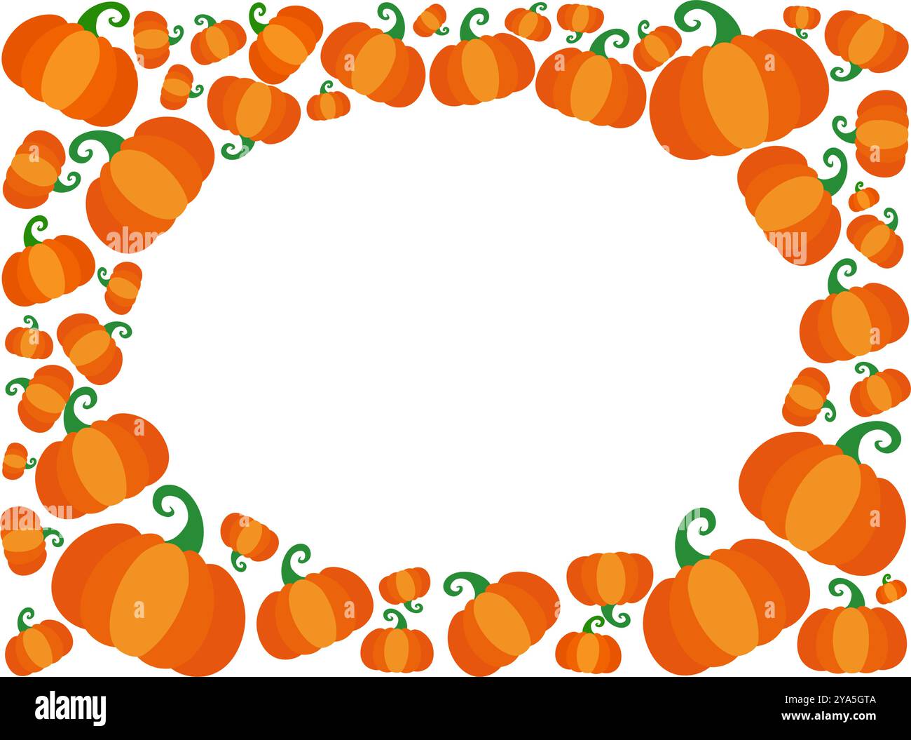 cadre de modèle ovale de bannière d'halloween en rectangle avec des citrouilles. cadre de bordure vectorielle avec fond d'espace de copie blanc. Horizontal halloween ou Thanksg Illustration de Vecteur