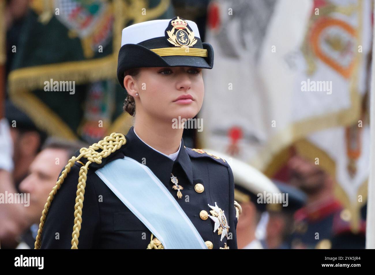 La princesse héritière Leonor d'Espagne assiste au défilé militaire de la fête nationale le 12 octobre 2024 à Madrid, en Espagne Banque D'Images