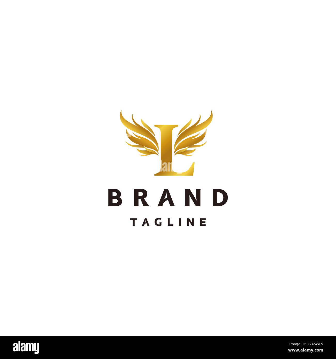 Lettre l initiale avec logo Wings accent. Lettre l classique avec deux motifs logo Fiery Wings. Illustration de Vecteur