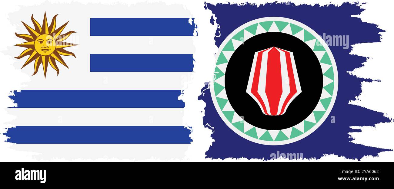 Bougainville et Uruguay grunge drapeaux connexion, vecteur Illustration de Vecteur