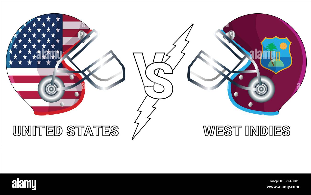 États-Unis vs Angleterre 3D illustration Vector drapeaux sur le casque de cricket pour versus match avec fond transparent Illustration de Vecteur