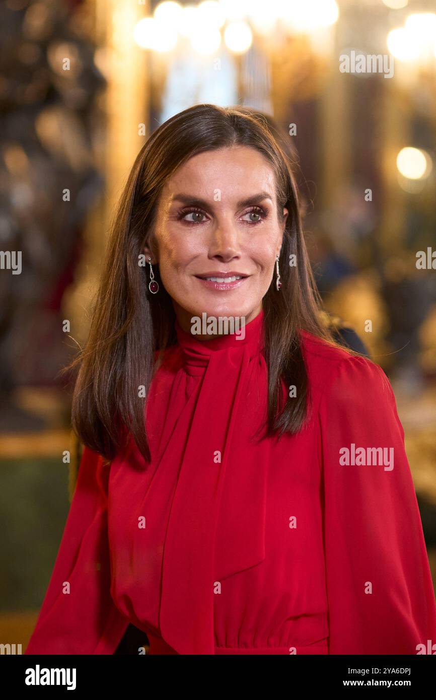 Madrid, Espagne. 12 octobre 2024. La reine Letizia d'Espagne, la princesse héritière Leonor assiste à la réception de la fête nationale espagnole au Palais Royal le 12 octobre 2024 à Madrid, en Espagne. Crédit : album/Alamy Live News Banque D'Images