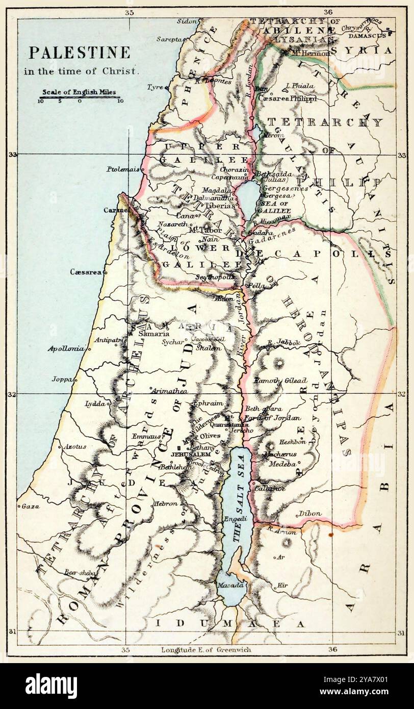 Carte de Palestine au temps du Christ (1880) auteur Rice, Edwin W Banque D'Images