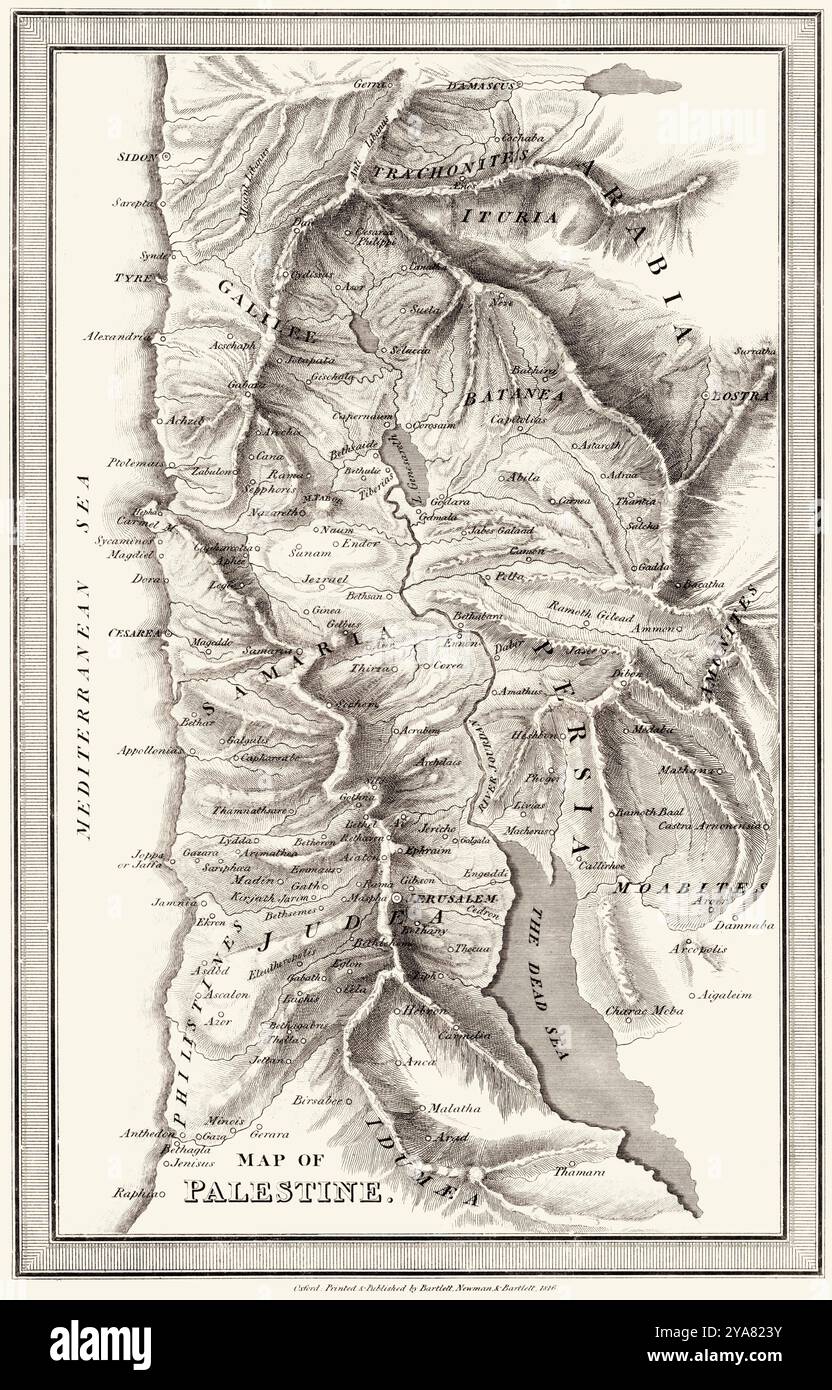 Carte de Palestine - Bartlett Newman & Bartlett, publiée à Oxford, 1816 Banque D'Images