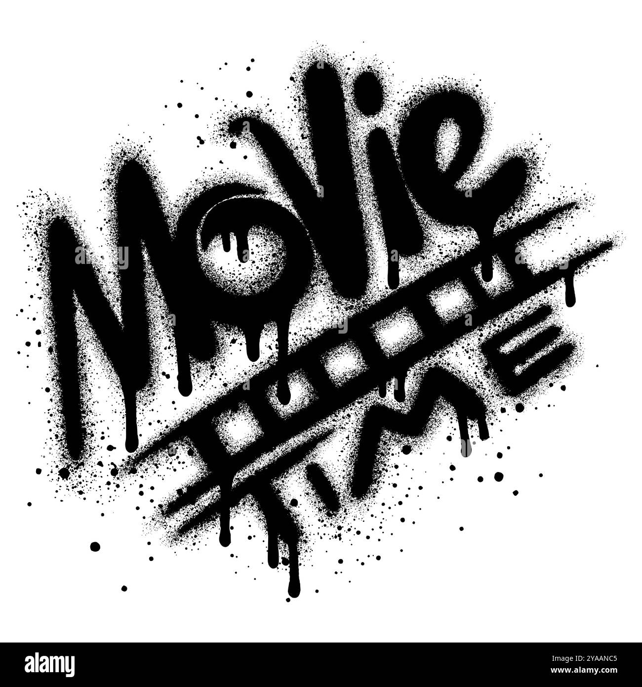 Affiche cinéma. Film placard graffiti avec peinture noire en aérosol. illustration vectorielle. Illustration de Vecteur