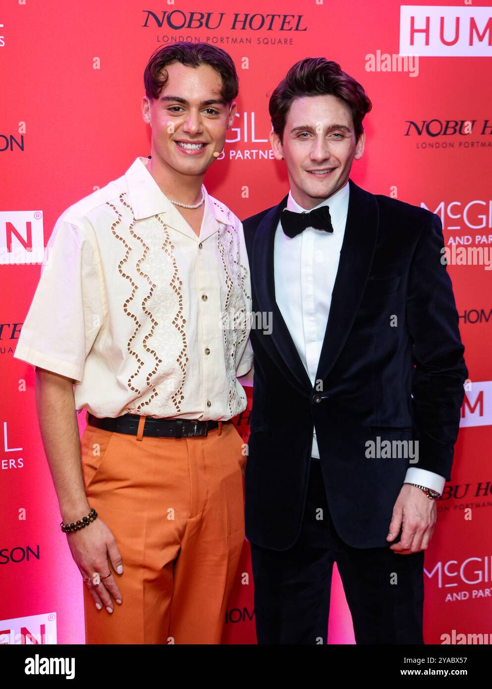 Londres, Royaume-Uni. 11 octobre 2024. Bradley riches et River Hawkins assistent à l'Orange Ball en aide à HUMEN au Nobu Hotel Portman Square à Londres. Crédit : SOPA images Limited/Alamy Live News Banque D'Images