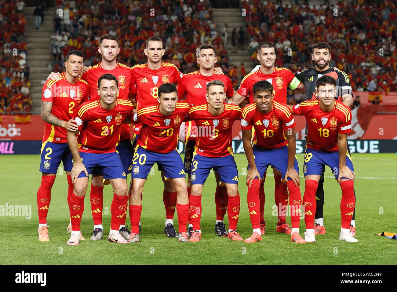 Murcie, Espagne. 12 octobre 2024. Espagne Team line-up (ESP) Football/Soccer : UEFA 'Nations League' phase Ligue match du Groupe A4 entre Espagne 1-0 Danemark à l'Estadio Enrique Roca de Murcia à Murcia, Espagne . Crédit : Mutsu Kawamori/AFLO/Alamy Live News Banque D'Images