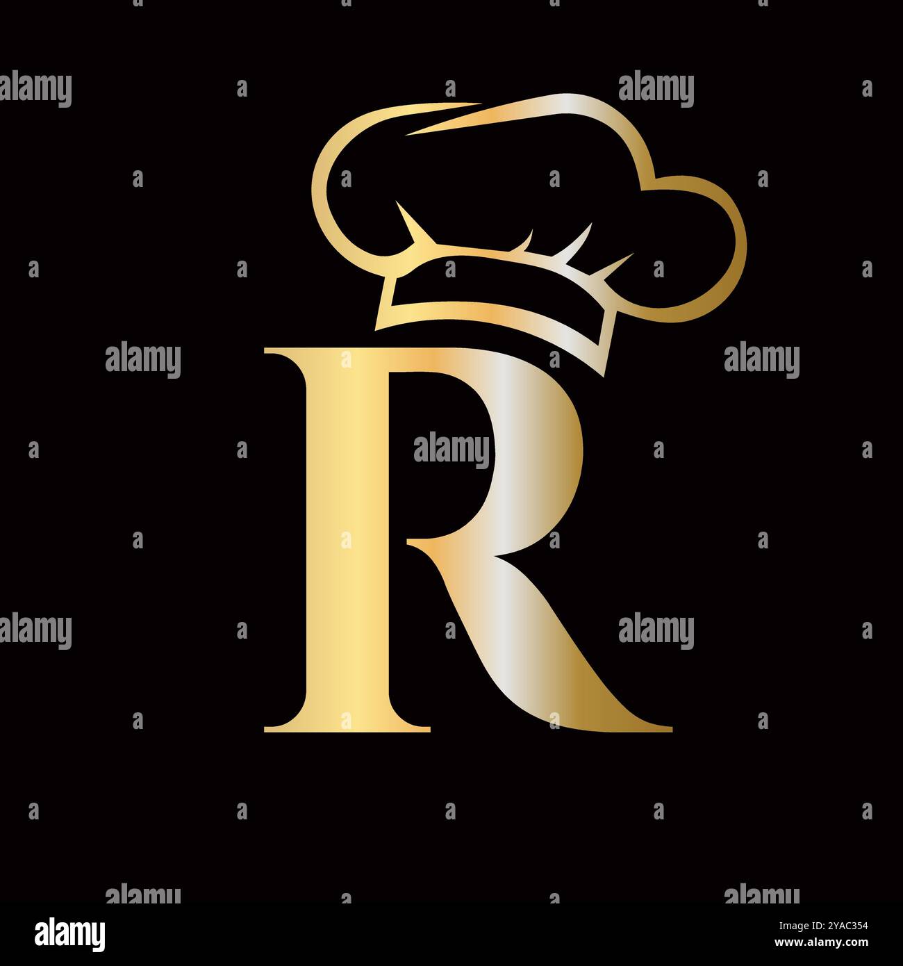 Lettre R concept de logo Chef pour le modèle de vecteur de soupir de restaurant Illustration de Vecteur