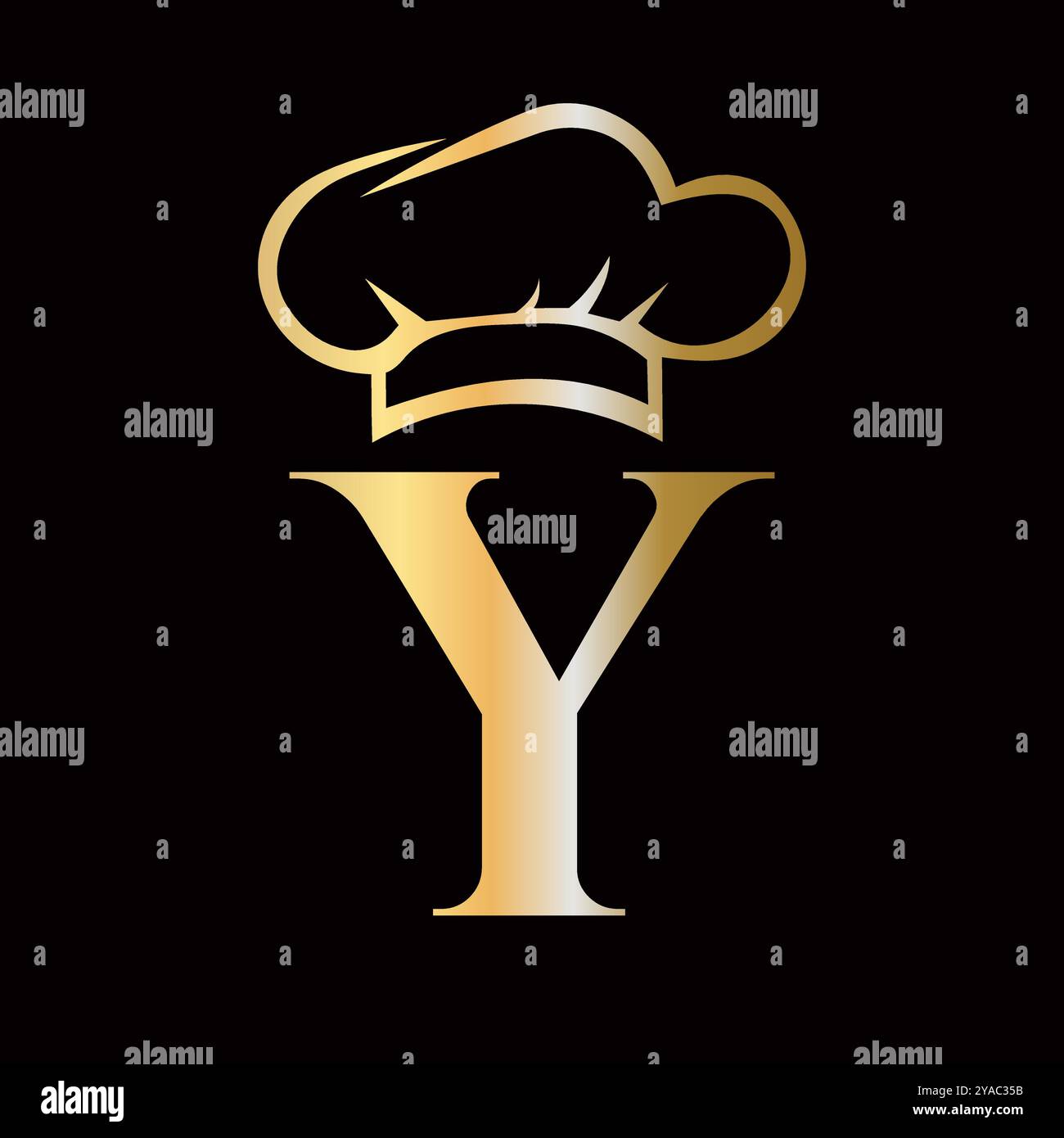 Lettre y concept de logo Chef pour le modèle de vecteur de soupir de restaurant Illustration de Vecteur