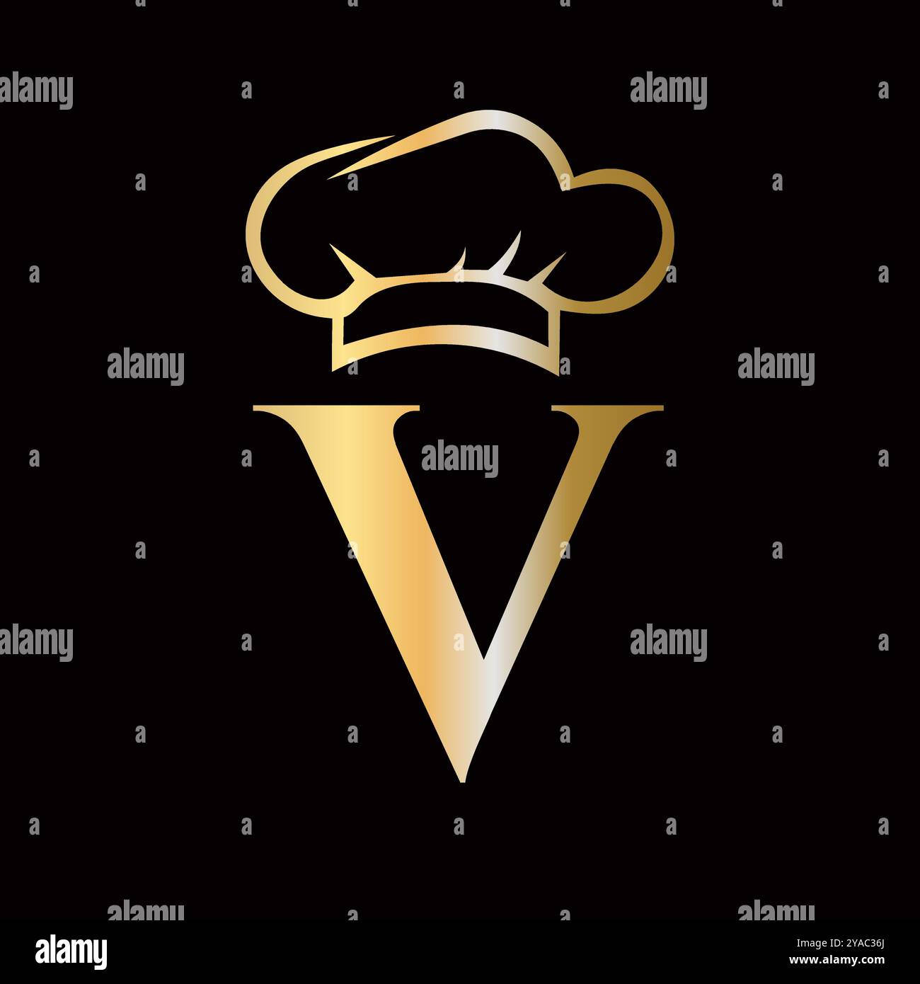 Lettre V concept de logo Chef pour le modèle de vecteur de soupir de restaurant Illustration de Vecteur