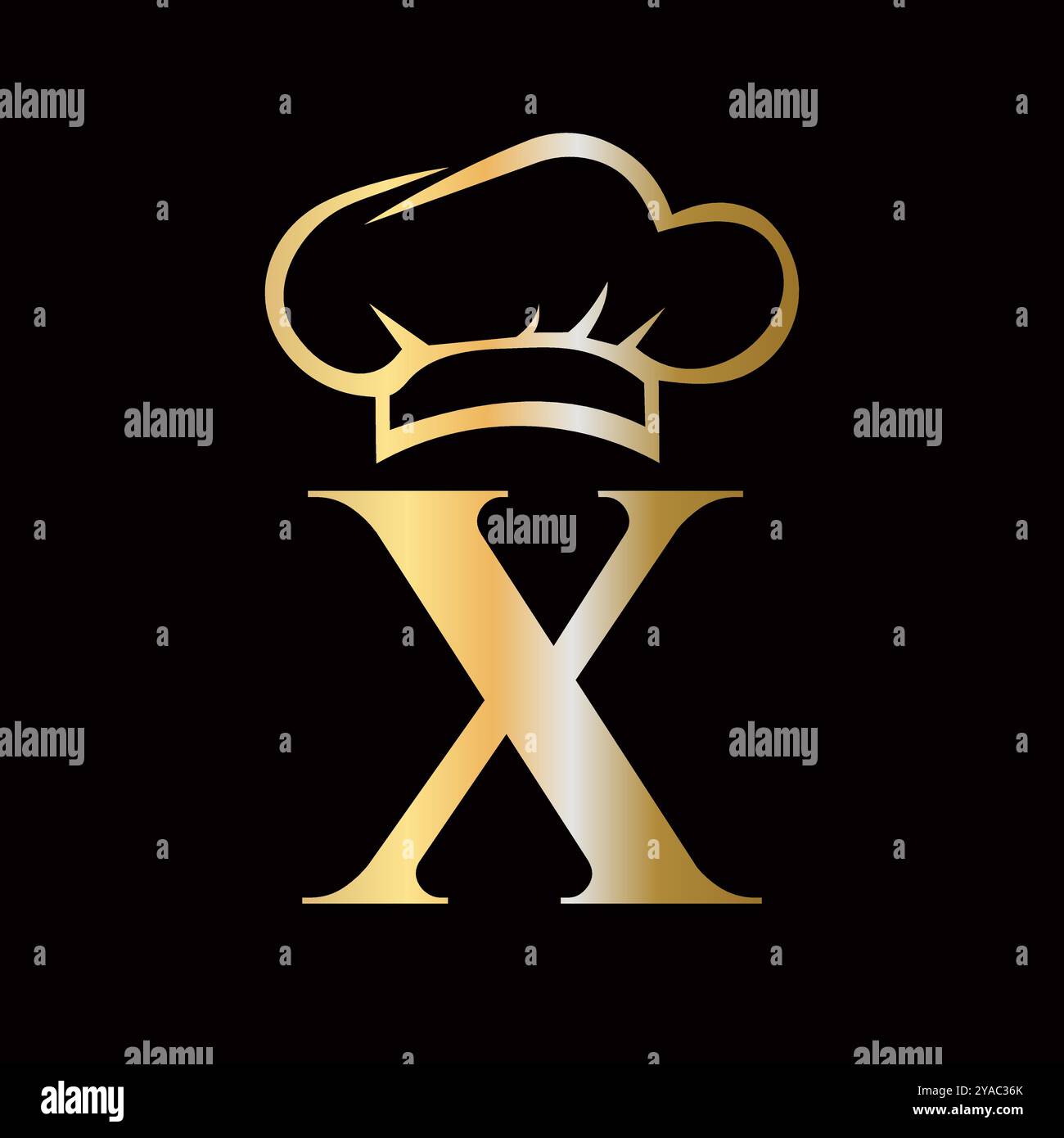 Lettre X concept de logo Chef pour le modèle de vecteur de soupir de restaurant Illustration de Vecteur