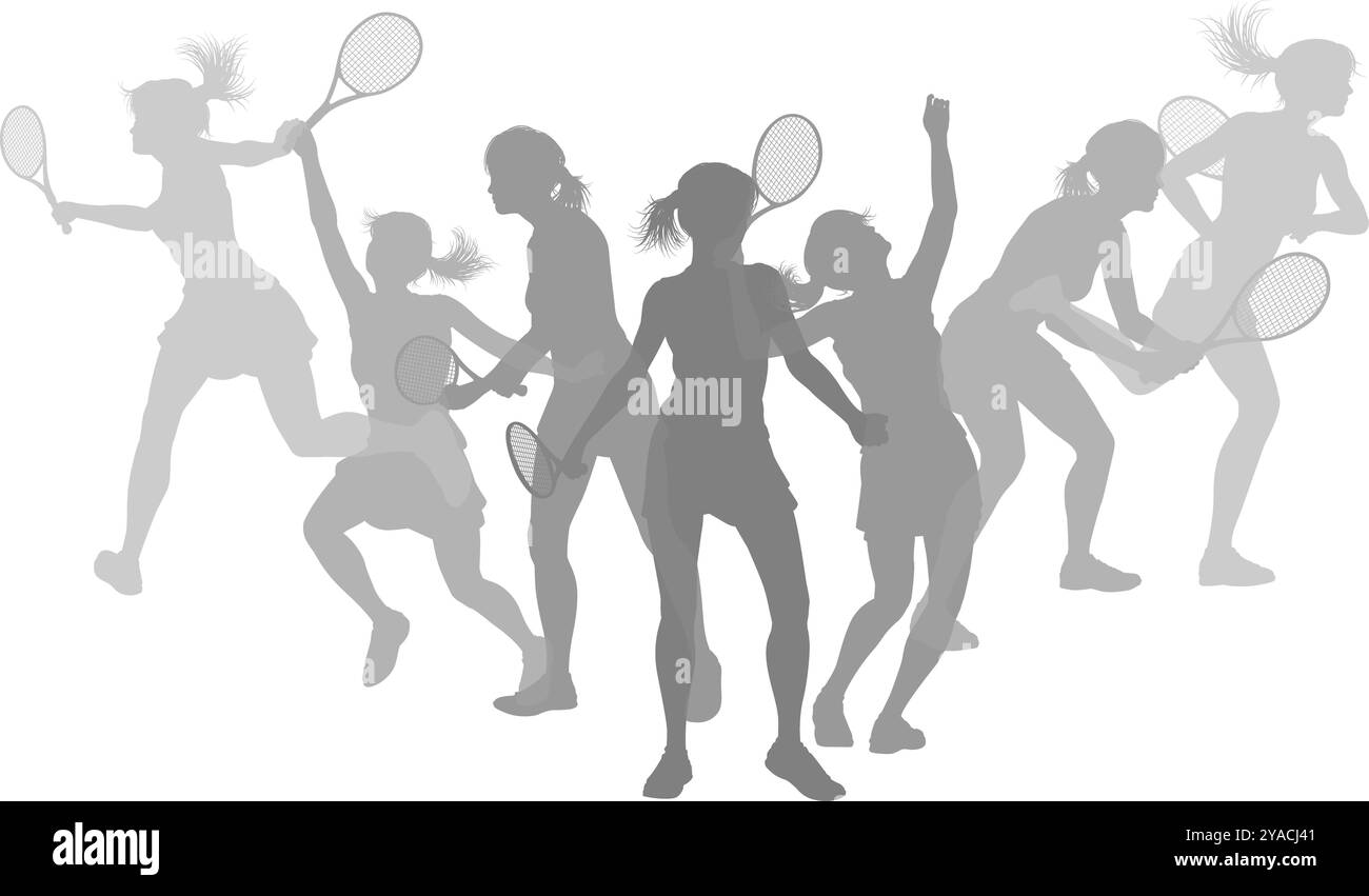 Silhouette tennis Players concept silhouettes Illustration de Vecteur