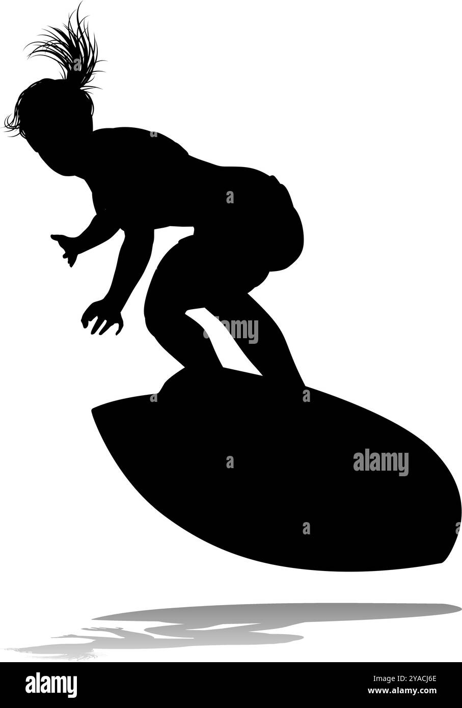 Femme surfer Surfboard femme surfer Silhouette Illustration de Vecteur