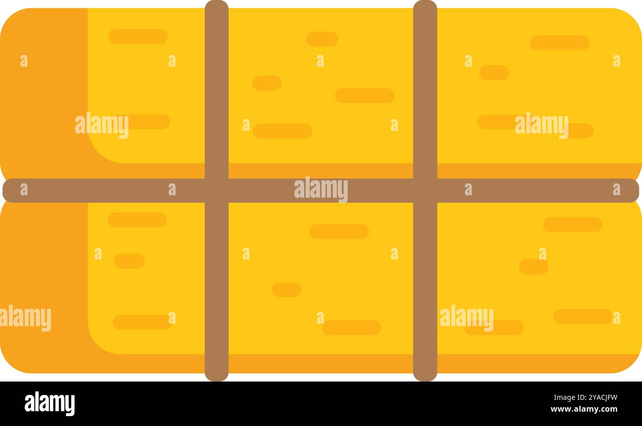 La balle de foin attachée avec des ficelles est isolée sur un fond blanc Illustration de Vecteur