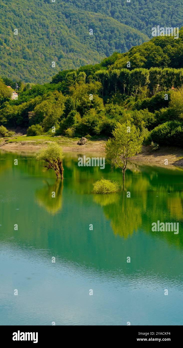 Panorama du lac artificiel de Vagli, Garfagnana, Toscane, Italie Banque D'Images