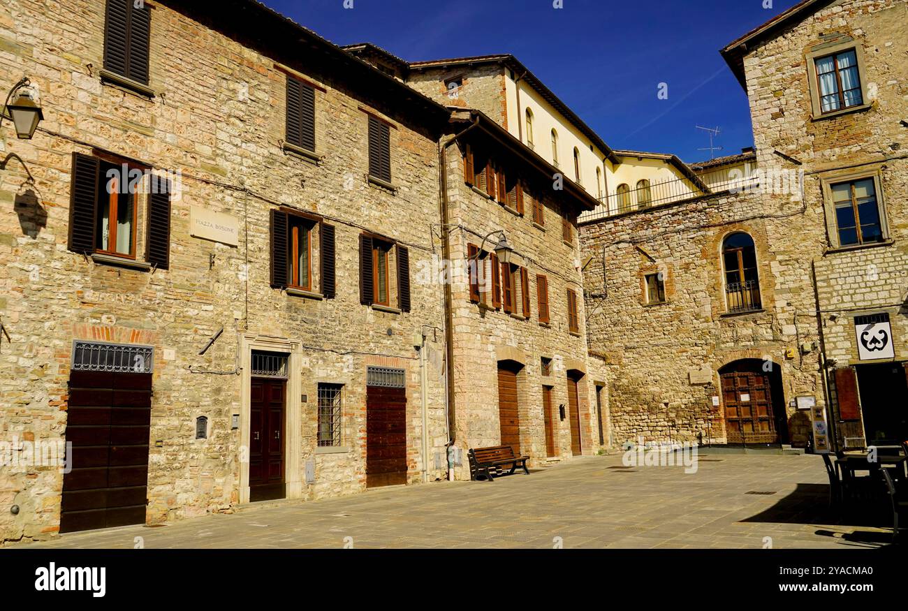 Le tracé médiéval parfaitement conservé du village de Gubbio, Ombrie, Italie Banque D'Images