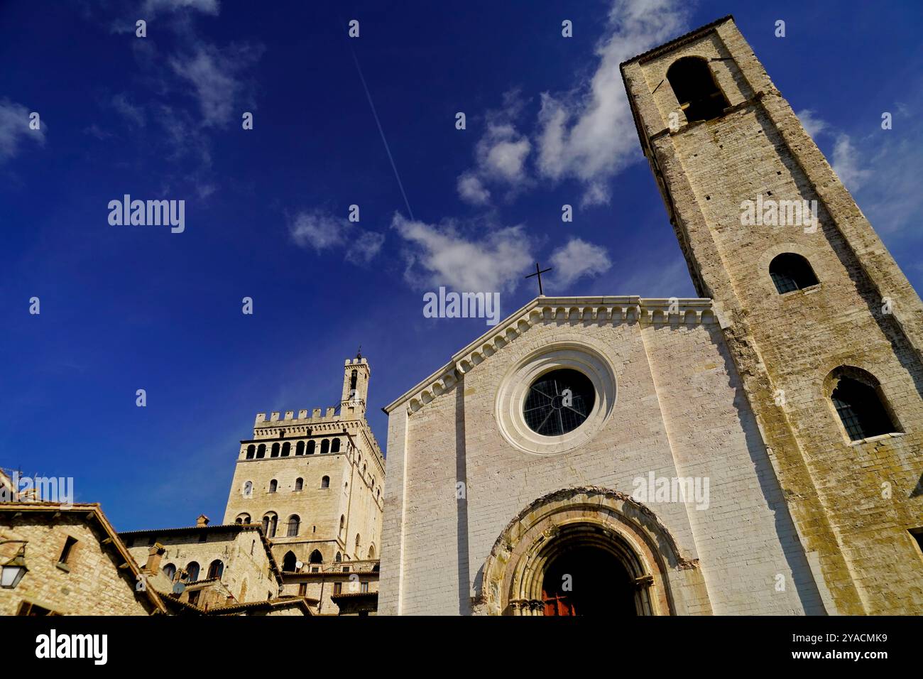 Le tracé médiéval parfaitement conservé du village de Gubbio, Ombrie, Italie Banque D'Images