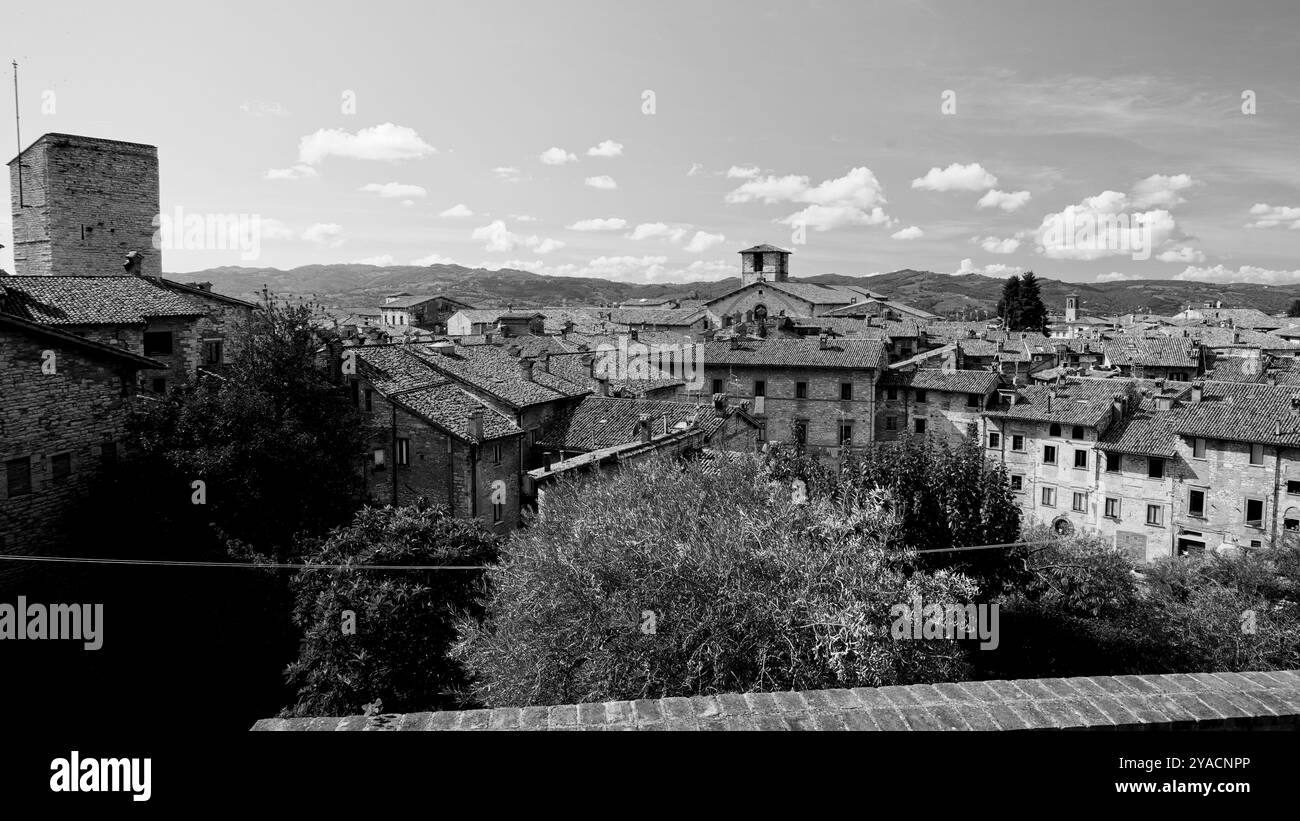 Le tracé médiéval parfaitement conservé du village de Gubbio, Ombrie, Italie Banque D'Images