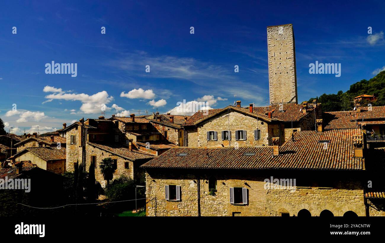 Le tracé médiéval parfaitement conservé du village de Gubbio, Ombrie, Italie Banque D'Images