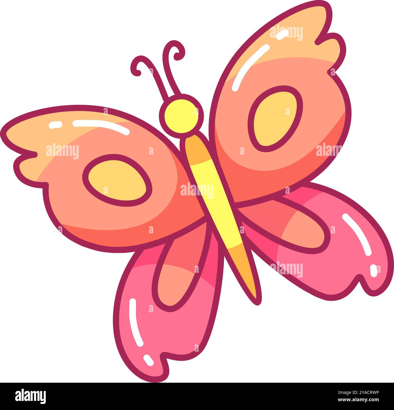Un papillon vibrant avec des motifs complexes dans les couleurs rose et orange repose sur un fond blanc Uni mettant en valeur ses ailes délicates et son design Illustration de Vecteur