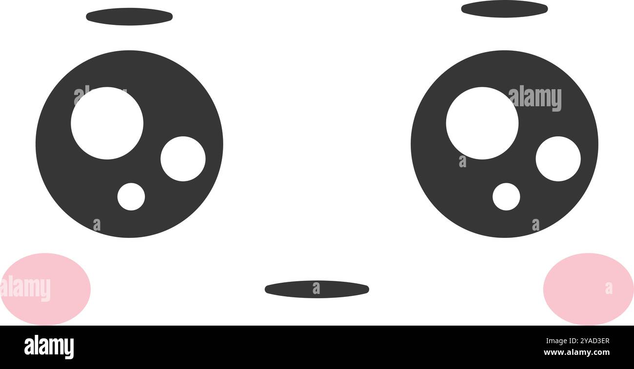 Cette illustration ludique présente de grands yeux de bande dessinée avec des bulles et des joues roses créant une expression fantaisiste et charmante adaptée à divers Illustration de Vecteur