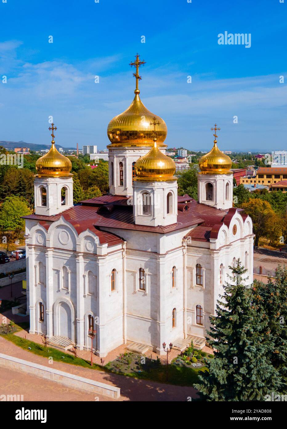 Christ le Sauveur ou la cathédrale Spassky vue aérienne à Pyatigorsk, une ville thermale dans la région des eaux minérales caucasiennes, Stavropol Krai en Russie Banque D'Images