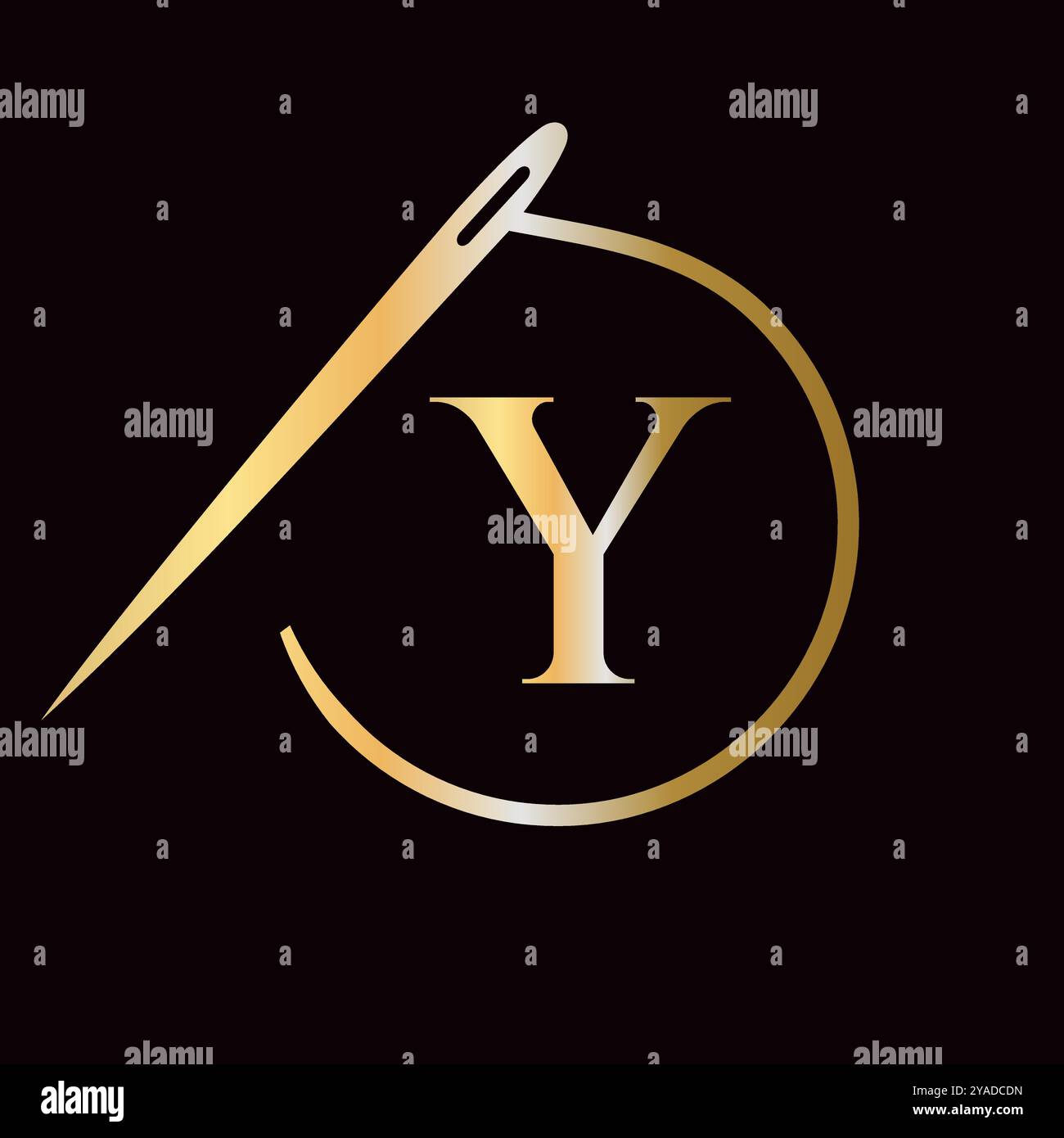 Lettre y Tailor logo, aiguille et logotype de fil pour vêtement, broderie, textile, mode, tissu, panneau en tissu Illustration de Vecteur