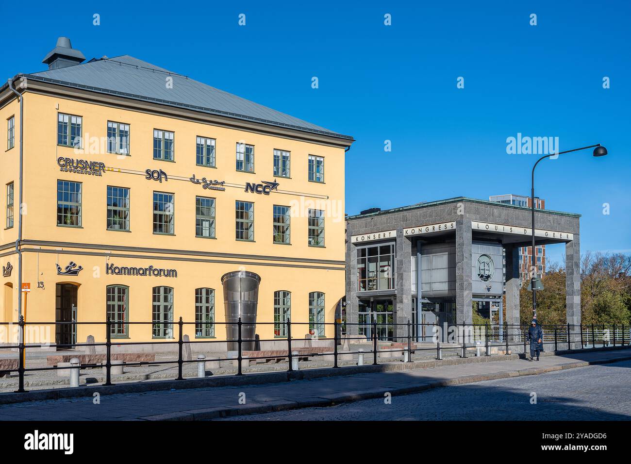 Salle de concert et de congrès Louis de Geer dans le vieux paysage industriel de Norrkoping, Suède. Norrkoping est une ville industrielle historique de Suède Banque D'Images