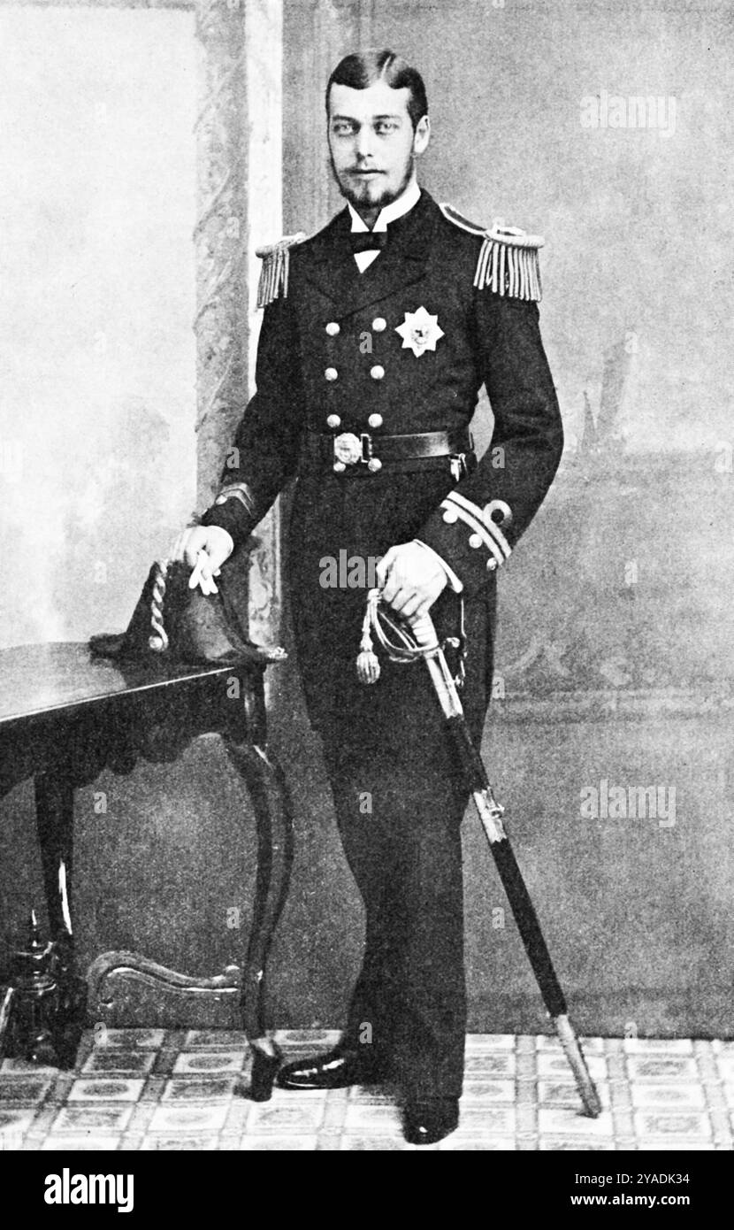 Prince George de Galles (1865-1936), plus tard Roi George V, portant un uniforme de lieutenant naval, 1886. Richard Ellis (1841-1924). Banque D'Images