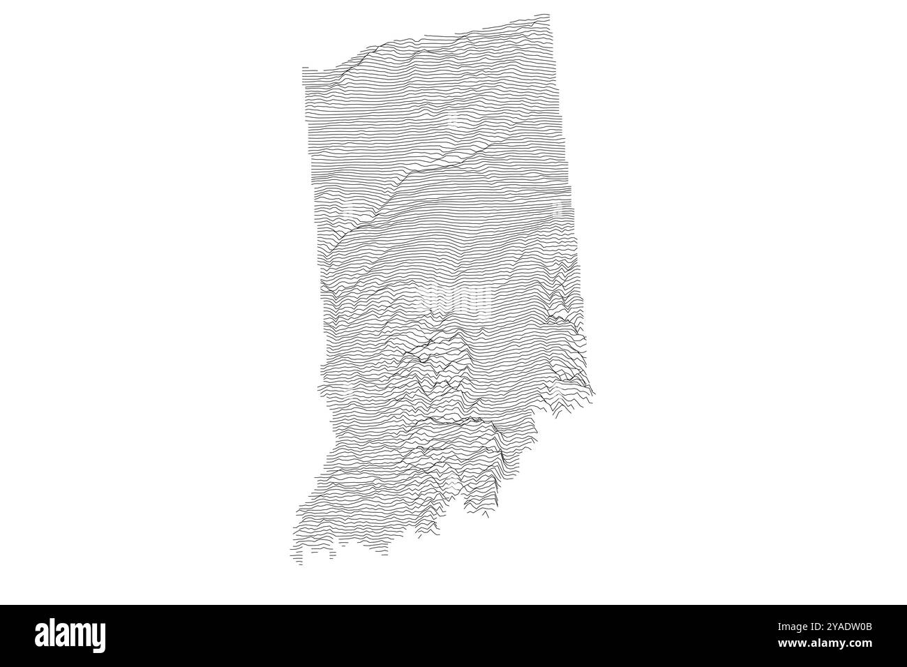 Carte de crête de l'Indiana représentant un terrain varié de la région des grands Lacs aux collines ondulantes du sud de l'Indiana Illustration de Vecteur