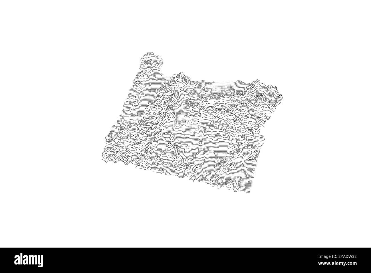 Carte de la ligne de crête de l'Oregon montrant la topographie variée de la côte du Pacifique à Cascade Range et au haut désert Illustration de Vecteur