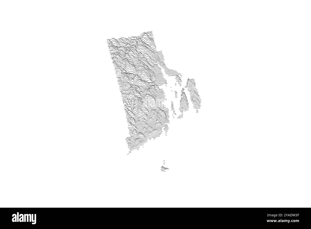 Carte ridgeline de Rhode Island illustrant une topographie subtile des basses terres côtières aux collines ondulantes Illustration de Vecteur