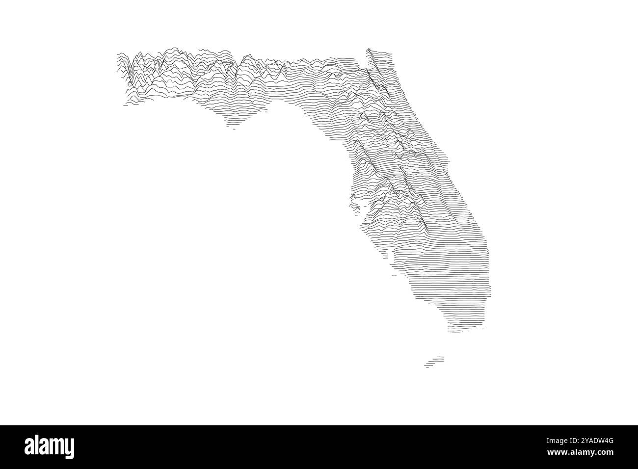 Carte de la ligne de crête de Floride montrant les changements subtils d'altitude des basses terres côtières à la crête centrale Illustration de Vecteur