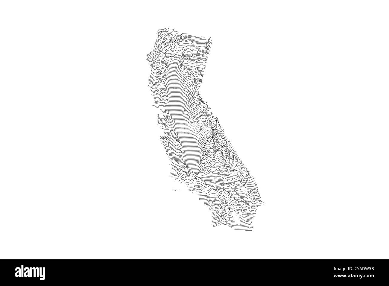 Carte de la ligne de crête de Californie : chaînes côtières, vallée centrale, Sierra Nevada et déserts, illustrant une diversité topographique spectaculaire Illustration de Vecteur