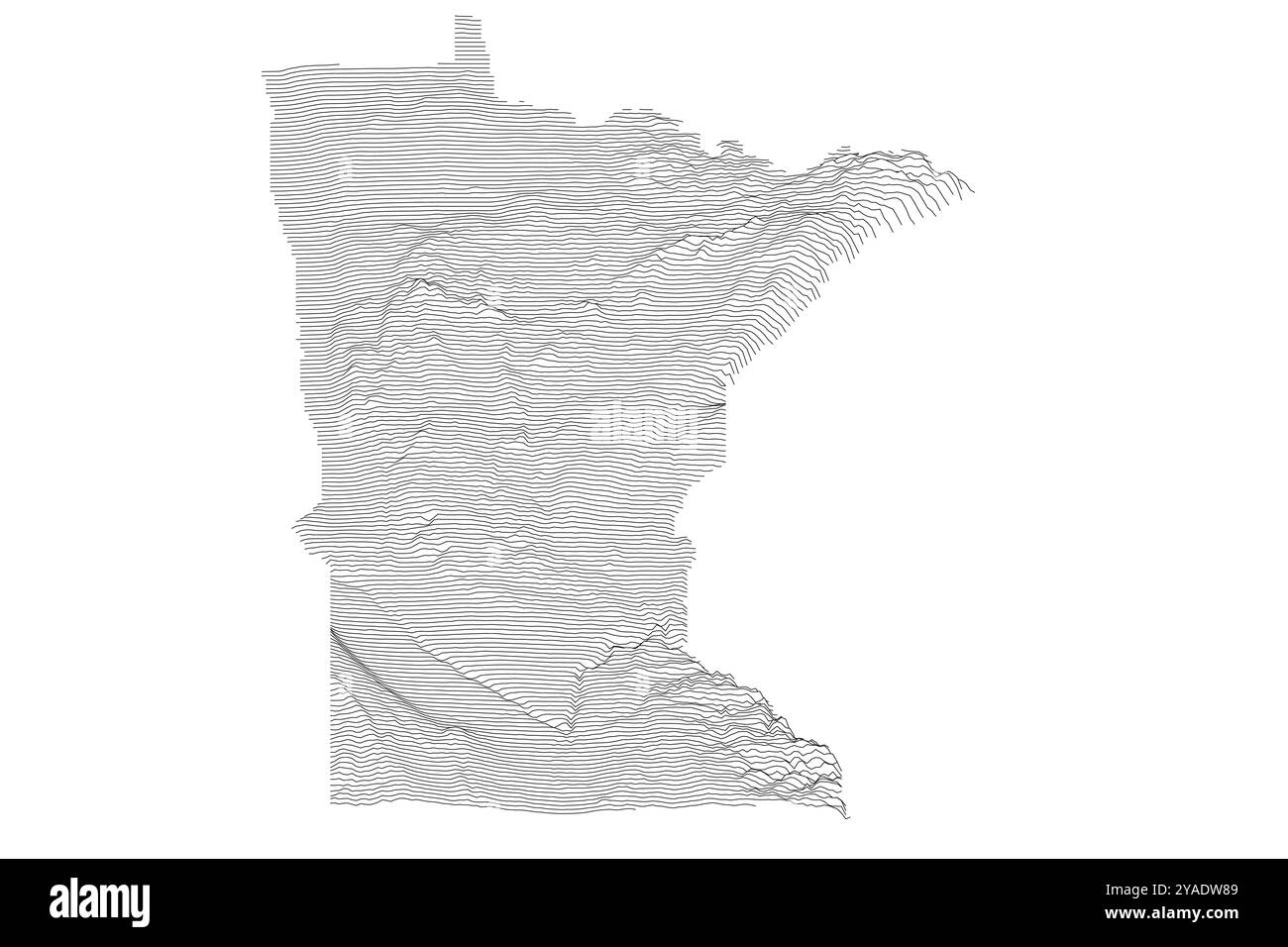 Carte ridgeline du Minnesota montrant une topographie variée de North Woods aux prairies Illustration de Vecteur
