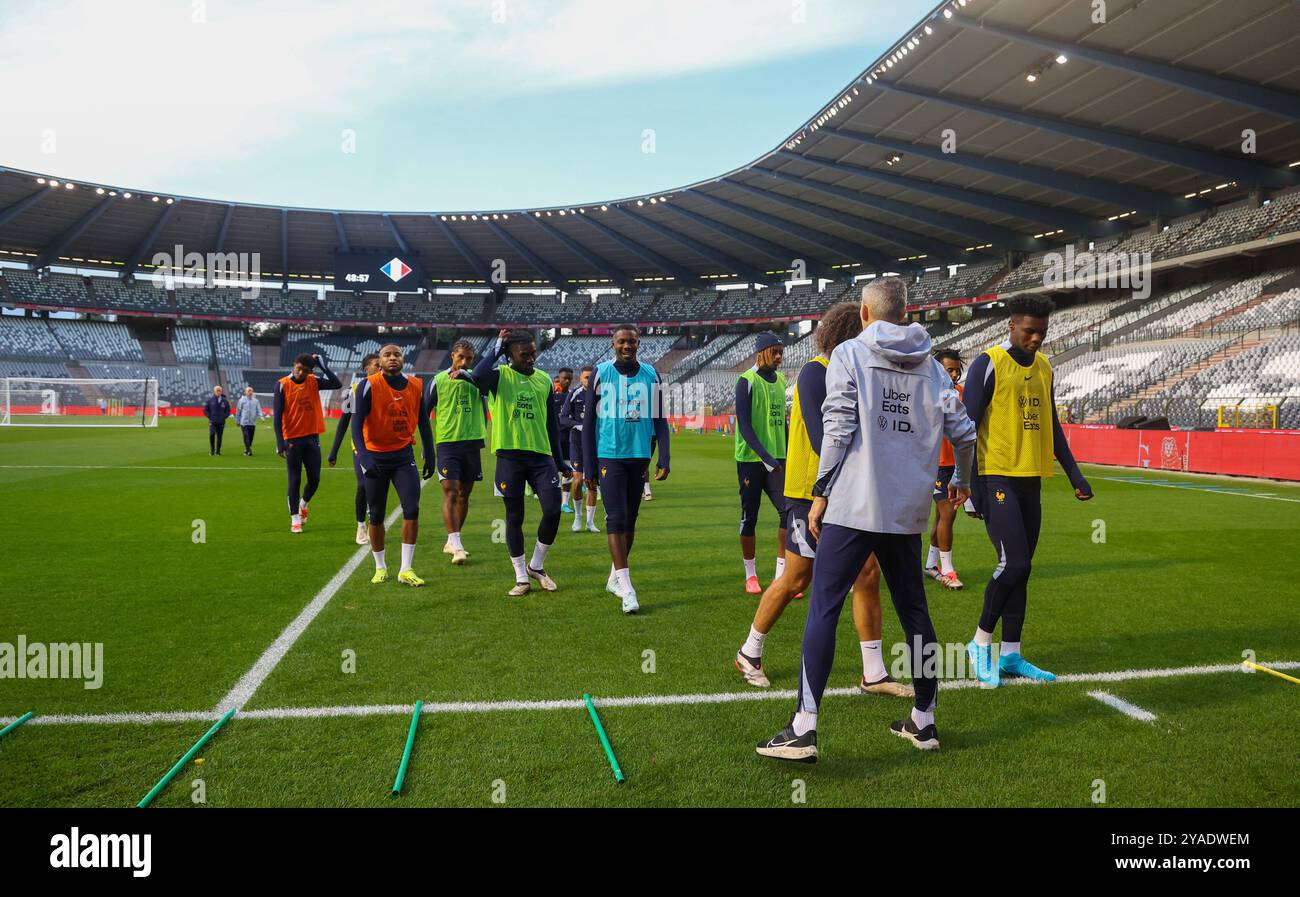 Bruxelles, Belgique. 13 octobre 2024. Les joueurs de France photographiés lors d'une séance d'entraînement de l'équipe nationale de France de football, au stade Roi Baudoin, à Bruxelles, dimanche 13 octobre 2024. L’équipe nationale française affrontera demain les Red Devils, pour l’UEFA Nations League 2025. BELGA PHOTO VIRGINIE LEFOUR BELGA PHOTO VIRGINIE LEFOUR crédit : Belga News Agency/Alamy Live News Banque D'Images