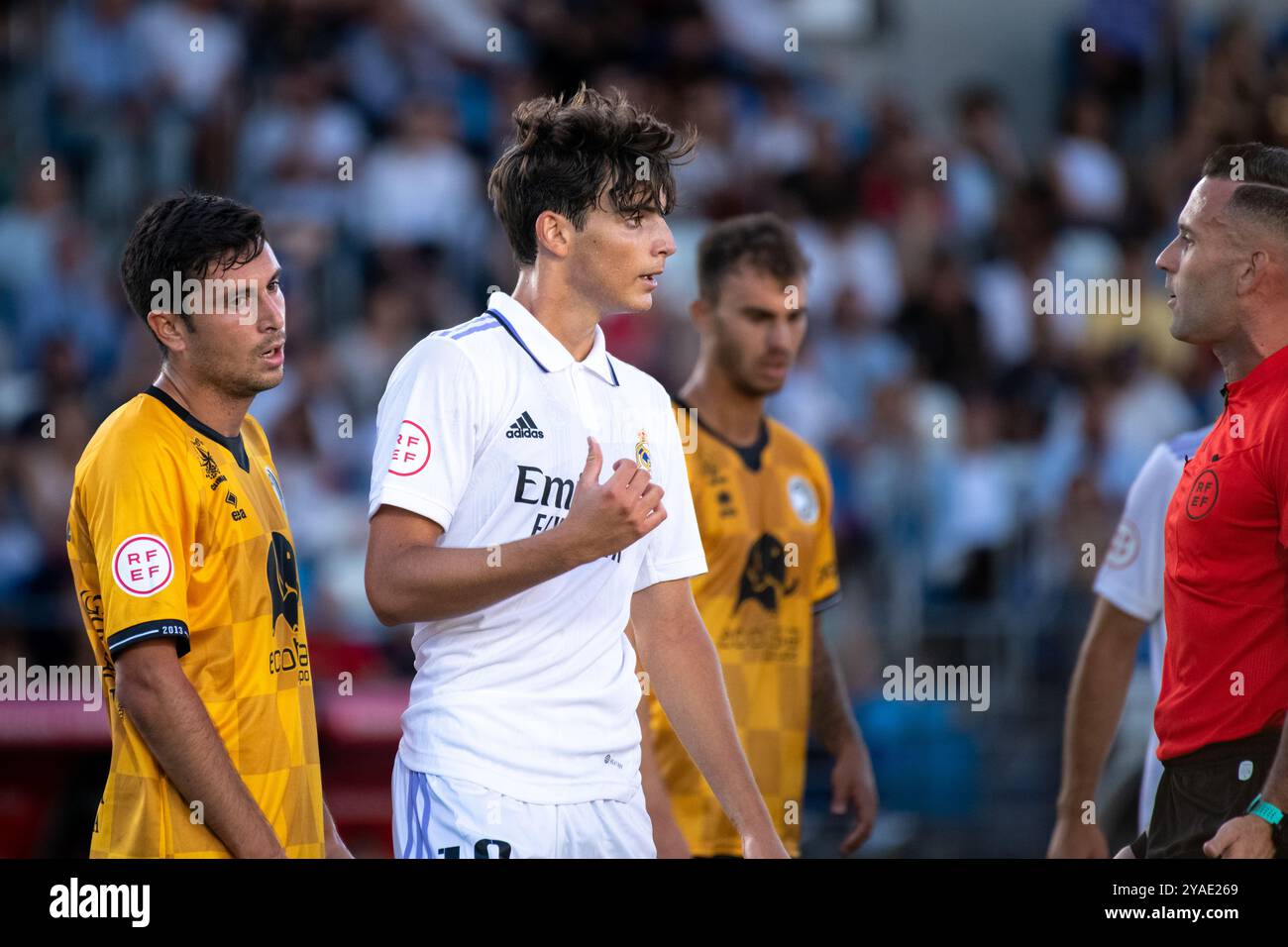 Madrid, Espagne. 10 septembre 2024. 1 Ligue RFEF. Real Madrid Castillva vs Unionistas de Salamanca. Stade Alfredo di Stefano. Javi Villar Banque D'Images