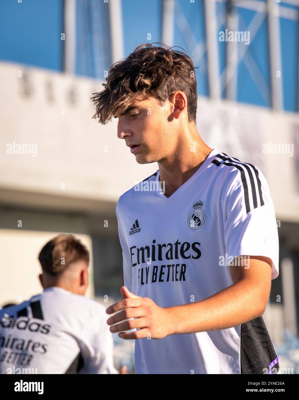 Madrid, Espagne. 10 septembre 2024. 1 Ligue RFEF. Real Madrid Castillva vs Unionistas de Salamanca. Stade Alfredo di Stefano. Javi Villar Banque D'Images