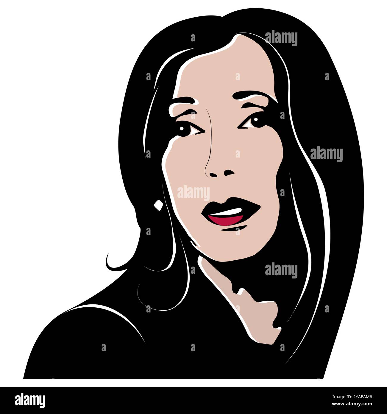 Portrait de Kamala Harris, isolé sur fond blanc. Illustration du démocrate Kamala Harris. Banque D'Images