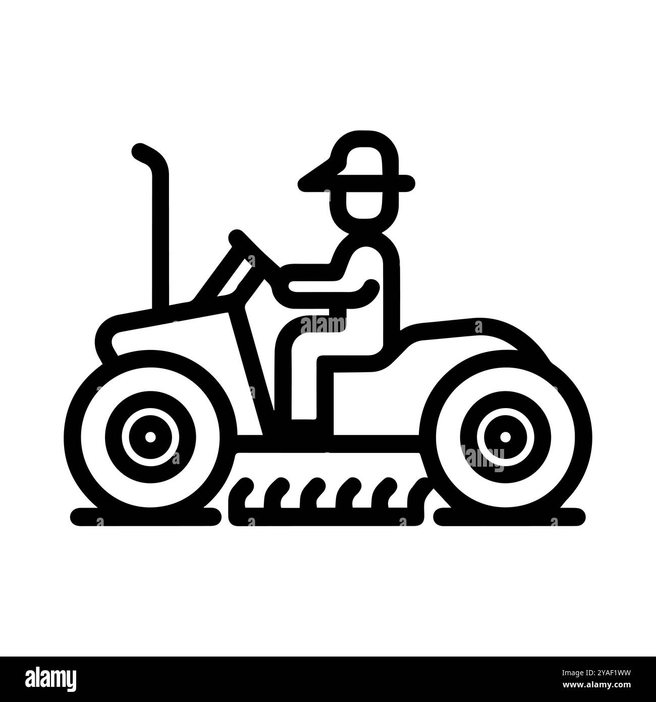 icône de l'opérateur de la moissonneuse-batteuse ou symbole de ligne moderne. Dessin au trait vectoriel et conception d'icône avec contour audacieux. Noir et blanc Pixel Perfect symbole minimaliste isol Illustration de Vecteur