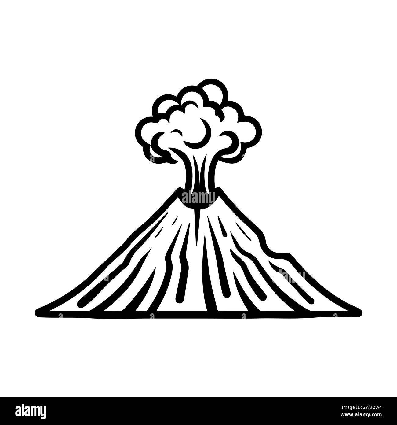 icône de volcan ou symbole de ligne moderne. Dessin au trait vectoriel et conception d'icône avec contour audacieux. Noir et blanc Pixel Perfect symbole minimaliste isolé whit Illustration de Vecteur