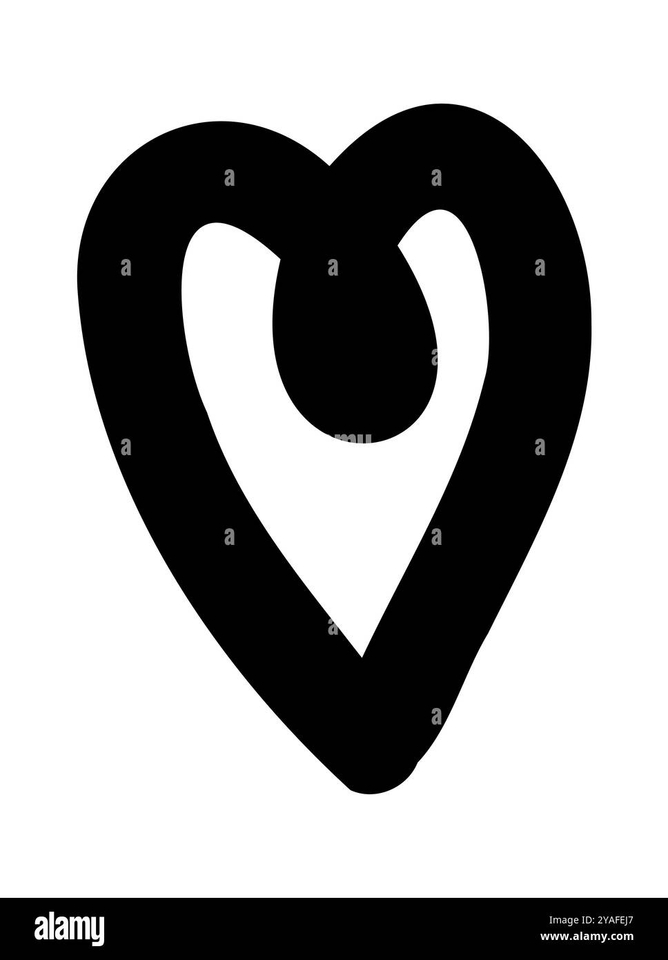 Simple Doodle Heart. Cœur dessiné à la main isolé sur fond blanc. Symbole Saint-Valentin. Illustration vectorielle. Illustration de Vecteur