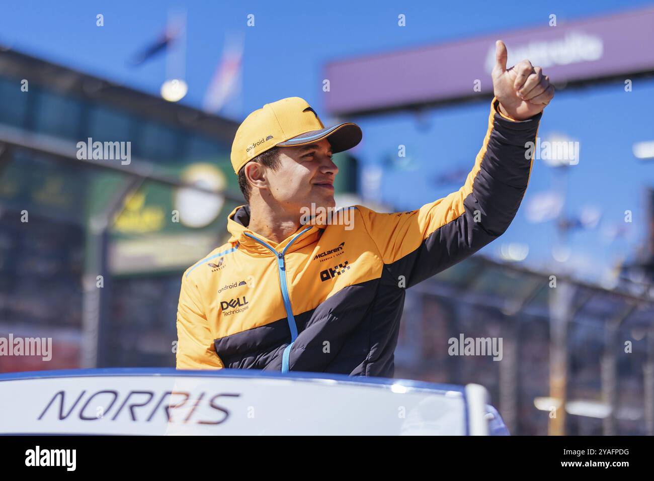 MELBOURNE, AUSTRALIE, 2 AVRIL : Lando Norris, de Grande-Bretagne, au volant de l'écurie McLaren Formula 1 Team, lors du défilé des pilotes avant le départ du rac principal Banque D'Images
