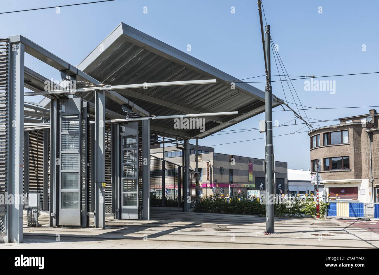 Uccle, Bruxelles, Belgique, Hangar de la station de fin de tramway, Europe Banque D'Images