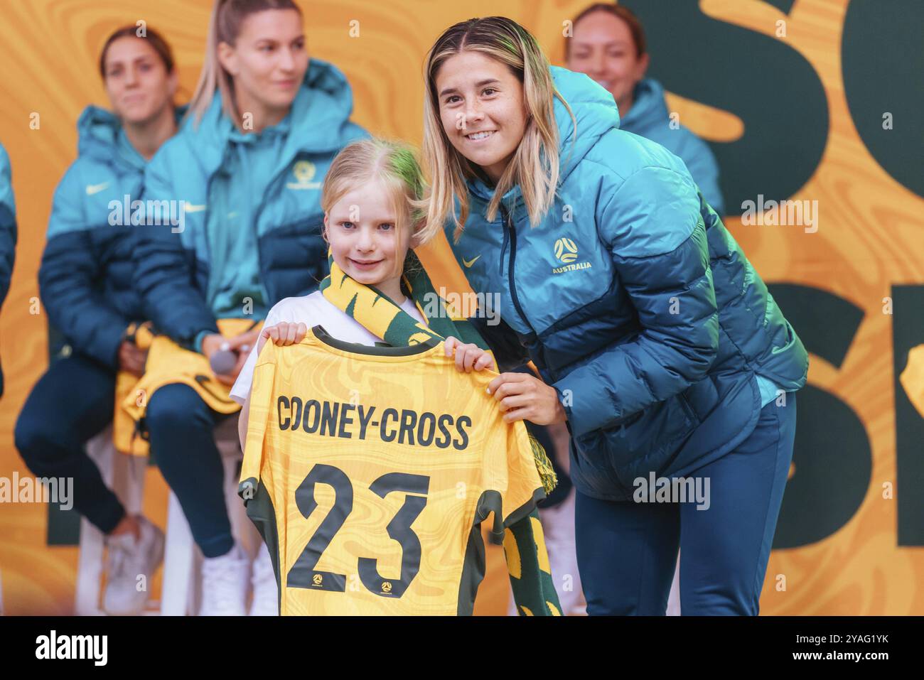 MELBOURNE, AUSTRALIE, 11 JUILLET : Kyra Cooney-Cross d'Australie à la Coupe du monde féminine Matildas annonce et présentation à Federation Squa Banque D'Images